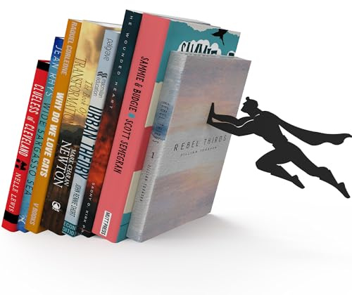 Artori Design Superman Superhero Bookends - Decorative Book Ends for Shelves, Unique Comic Book Holder & Gift for Men, Kids & DC Fans