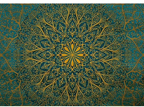 Runa Art Fototapete Mandala Orientalisch 352 x 250 cm Vlies Tapeten XXL Moderne Wandtapete Wohnzimmer Schlafzimmer Grün Gelb 9093011b