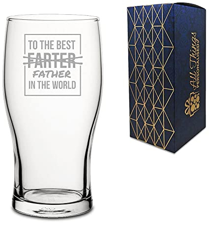Novelty Gift Pint Tulip Cider Beer Glass | to The Best Farter *Father* in The World (Engraved)