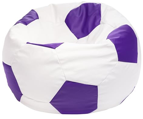 Ecopuf Football Sack M - Pad made of durable material - Ideal for football fans - Pouf living room - Velvet Puff - Pouf Game Chair Bag - 65x45 cm - Violet E7