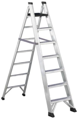 Svelt Scala Alluminio Professionale 7 gradini, Leggera e Robusta, Doppia a Gradini e Pioli a Due Tronchi di Salita