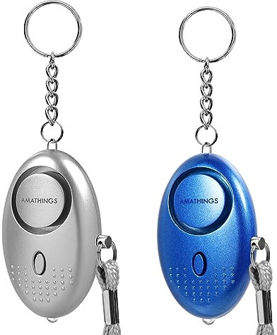 Ensemble de 2 (Paquet de 2) Alarme personnelle pour Sac à Main avec Porte-clés et LED / Lampe de Poche de Panique de sécurité 140db pour Femmes par Amathings