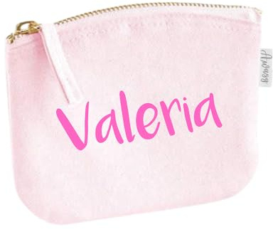 Schminktasche für Mädchen | personalisiert mit Namensdruck | kleine Kosmetiktasche für Kinder inkl. Name | Make-up Täschchen mit Reißverschluss | Abmessungen: 14,5cm x 11cm (rosa)