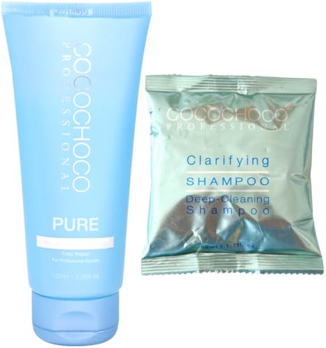 COCOCHOCO Queratina brasileña pura y champú clarifying – Tratamiento de queratina para alisar el cabello – Adecuado para cabello rubio