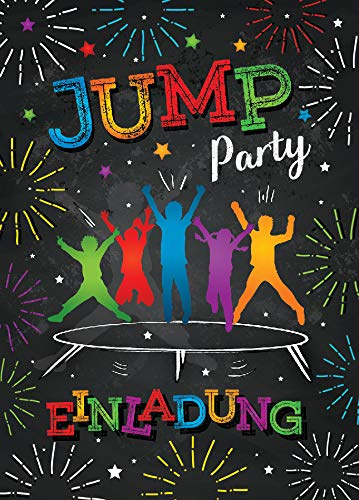 JuNa-Experten 10 Einladungskarten zum Kindergeburtstag Jump Trampolin Mädchen Junge Einladungen Geburtstag