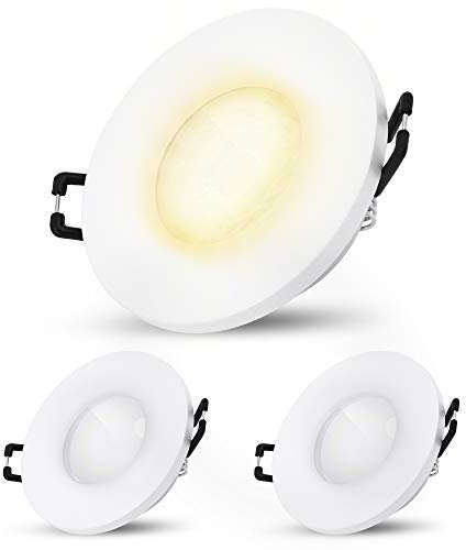 SSC-LUXon Beda - Faretto da incasso IP65, piatto, 30 mm, con LED, intercambiabile, luce bianca calda, 5 W, per doccia, per esterni, rotondo, bianco, 230 V