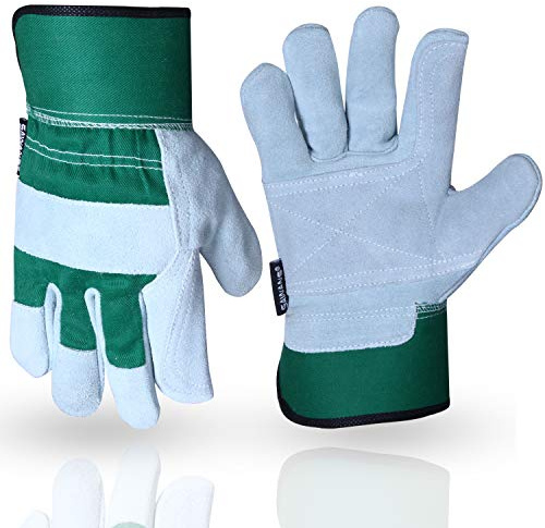 Thorn Proof Work Gloves Heavy duty Leather Gardening Gloves for Ladies Women Durable Protective Garden Rigger Hand Utility Safety Men Kids Washable Gripper(Green, S)