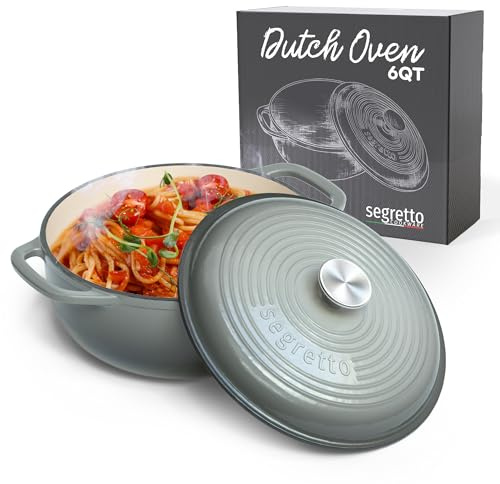 Segretto Cookware Marmite en fonte émaillée, 6 litres, gris dégradé