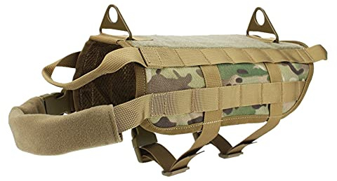 Chickw1 Hundegeschirr für Große Hunde, Brustgeschirr mit Tragegriff Anti Zug Sicherheitsgeschirr No-Pull Dog Harness Geschirr Verstellbar Hundeweste Atmungsaktiv (Tarnung,L)