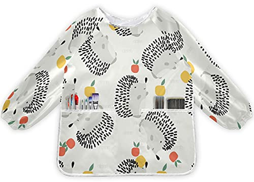 JUMBEAR Niedliche Tier-Baby-Igel, Apfel-Kunst für Kinder, wasserdicht, Malerei, Künstler, Schürze mit 2 Taschen zum Backen, Essen, Kunst und Basteln, für Alter 2–6 Jahre, Größe M, a, L