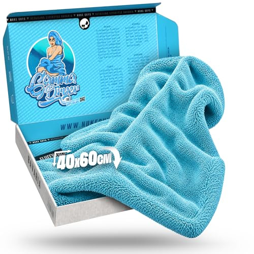 Nuke Guys Gamma Dryer L | Ultra saugstarkes Trockentuch 1400 GSM blau 40x60cm | Fusselfrei, abgerundete sanfte Fasern, kratzerfrei, groß | Premium Mikrofasertuch für Auto Motorrad Fahrrad
