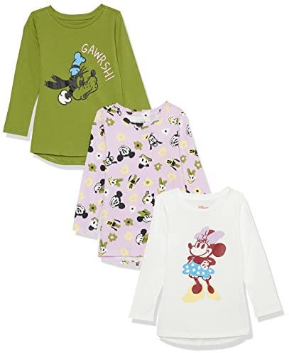 Amazon Essentials Disney | Marvel | Star Wars | Frozen | Princess Mädchen Tunika-Shirts mit Langen Ärmeln, 3er-Pack, Minnie und Freunde, 6-7 Jahre