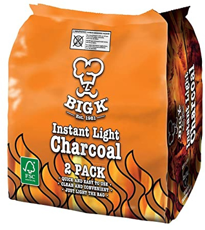8Kg (4 x 2KG) BBQ Instant Light Charcoal Restaurant Grade Charcoal Easy Light Bag Lumpwood Charcoal Large Chunks For longer Burning Barbecue Great for Summer BBQ Grilling Fire Pits Outdoor Fireplace