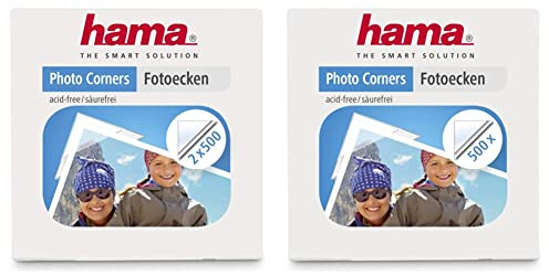 Hama Fotoecken 1000 Stück (Foto Klebepads selbstklebend), transparent & Fotoecken 500 Stück (Foto Klebepads selbstklebend, Fotokleber Ecken), transparent