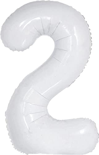 Weiße Folienballons Zahl 0 bis 9 als Deko für Hochzeit, Geburtstag und Party | 80cm groß | Zahlen Kindergeburtstag Partydeko Folienballon Ballon Luftballon, Edition: 2. Geburtstag