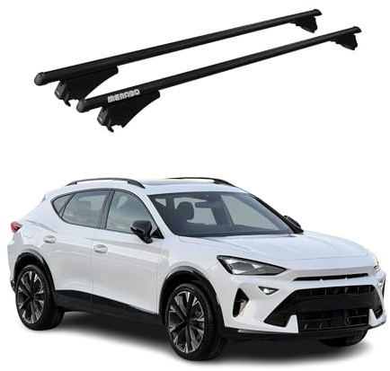 Menabo Dachträger Grundtäger kompatibel mit Cupra Formentor 2020-2025 Aluminium 75kg Schwarz 2tlg Offene Reling für Fahrradträger, Dachboxen, Skiträger Abschließbar