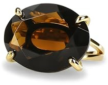 ANEMONE JEWELRY Exquisit Rauchquarz Ringe für Frauen - Ovale Rauchquarz im 14K Gold - Handgemachte Cocktail Ring, Partei Ring, Ovale Verlobungsring - Kostenlose Geschenk Kasten