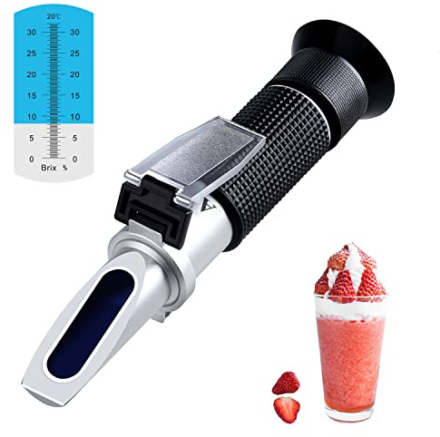 XinJiaYi refraktometer socker 0 ~ 32 %, bärbar Brix-refraktometer sockerhaltstest, mycket exakt Brix-mätare med ATC för fruktdrycker och juicer