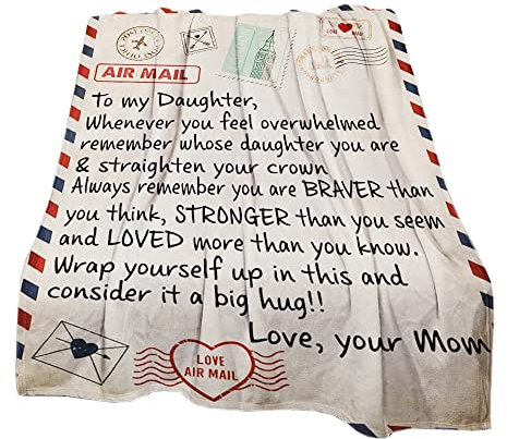 PAEOYC Flauschige Flanell Decke Geschenke An Meinen Sohn Mutter für Sohn Luftpost Valentinstag Nachricht Briefdecke Positiv Ermutigen Wohndecke für Couch Bett Tv-Decken Geschenk (Braun 2, 130x150cm)