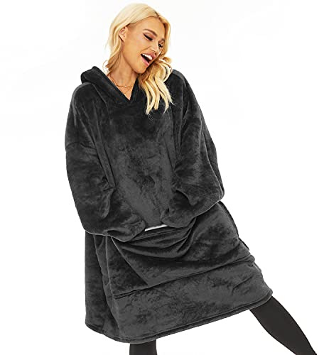 Wearable Blanket Hoodie for Adults Women Men,Oversized Soft Warm Sherpa Fleece Hoodie with Pets Giant Pocket