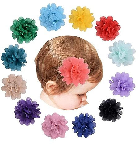 15 Stück 5cm Chiffon Blume Haarspangen Haar Barrettes Clip Haarspangen mit Blumen und Schleifen Haarclips Blumen Haarklammer Haarspangen für Teenager Kinder Kleinkinder