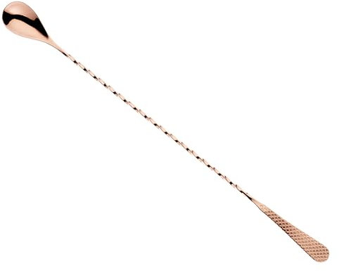Barfly 13.2-inch/13.66 cm Diamond Lattice Etch Bar Spoon, Copper Plated