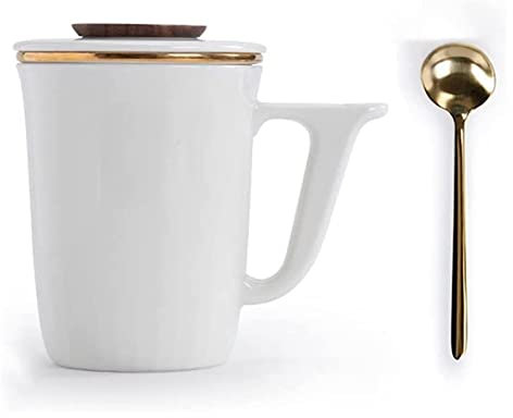 Service à thé en céramique orientale, tasse à lait avec couvercle et cuillère en céramique, dessous de verre isolant antidérapant, résistant à la chaleur, tasse à café de 360 ​​ml (couleur : A) (coule
