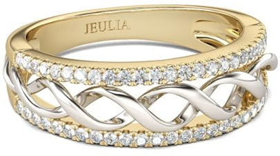 Jeulia Bagues en argent sterling bicolores torsadées rondes pour femme avec boîte à bijoux
