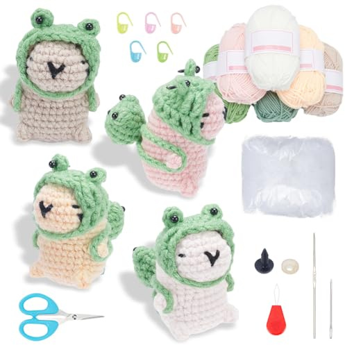 FREEBLOSS 8 Set Capybara Häkelset für Anfänger Häkelset Tiere Häkeln Set mit Anleitung Stricken für Anfänger Set Crochet Yarn Häkeltiere für Erwachsene