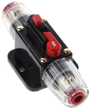 TopHomer DC 12V 60A Auto Audio Leistungsschalter Inline Schnellschutzschalter Sicherungshalter Wechselrichter mit manuellem Reset für Auto Boot Audio Solar Inverter System