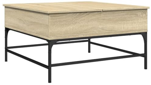 vidaXL Soffbord sonoma-ek 80x80x45 cm konstruerat trä och järn, vardagsrumsbord, vardagsrumsmöbel, bord med förvaring, vardagsrumsmöbler