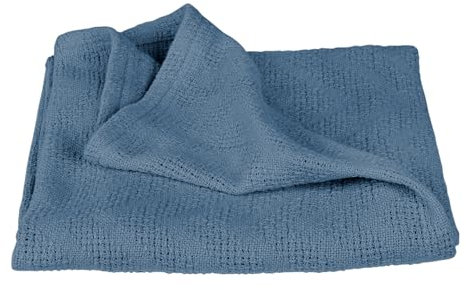 roba Manta para Bebé Seashells Indigo 80 x 80 cm - Mantita de Felpa Tejida de Algodón Orgánico - Certificado Gots y Oeko Tex 100 - Azul