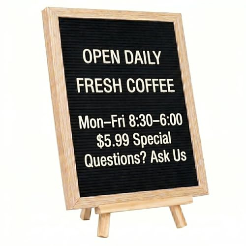 C CRYSTAL LEMON Black Felt Letter Board 12 x 16 Inches with 776 Characters Changeable Message Board with Frame and Stand Includes 3/4 Inch and 1 Inch Letters for Office Business Home Decor