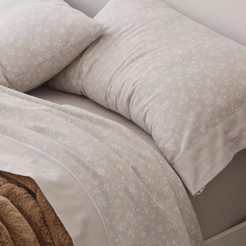 Burrito Blanco | Sábanas de Franela de algodón | Cama de 90cm. (+Medidas Disponibles) | Diseño 572 | Color Piedra (90x190/200cm.)