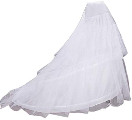 EINCORN Women Bridal 2 Hoops 3 Layer Tulle Wedding Long Trailing Petticoat Floor Length
