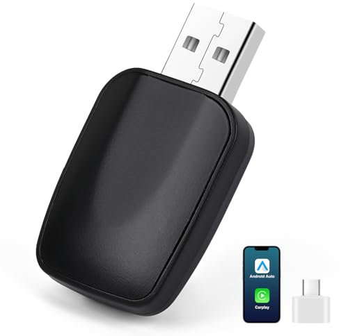 GuKKK Adaptador de coche 2 en 1 inalámbrico CarPlay y Android – USB C/A, Plug and Play para coches con AA y CarPlay