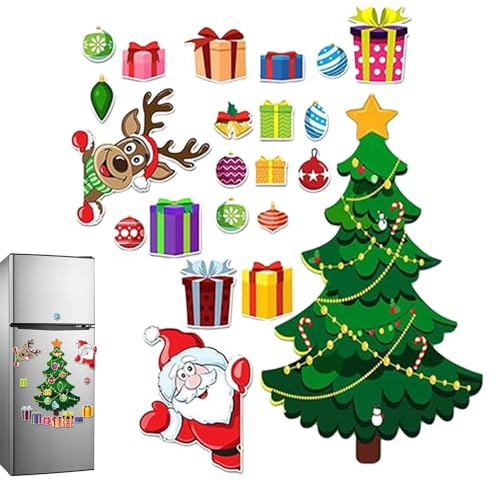 Magnetische Weihnachtsbaum für Kühlschrank, Weihnachtsbaum Kühlschrank magnetische Aufkleber Sets Weihnachtsdekoration, D-IY Handmade Weihnachten Kühlschrank Magnete für Kühlschrank Metall Tür