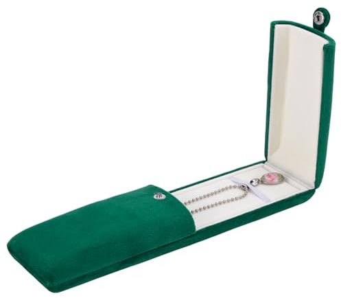 FINGERINSPIRE Grön sammet smycken paketering låda halsband display förvaringsfodral sammet halsband visningsfodral hänge presentaskar lång kedja förvaringslådor halsband presentförpackning för bröllop