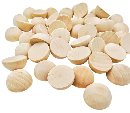 50 piezas de medias esferas de madera de 35 mm, naturales y sin tratar, para manualidades y proyectos DIY