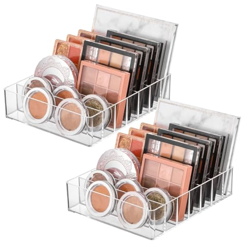 X-BLTU 2 Stück Makeup Organizers für Schminktisch mit 7 Fächer | Acryl Lidschatten Palettenhalter Organizer, Klarer Kosmetik Paletten Organizer, Make Up für Aufbewahrung für Schubladen