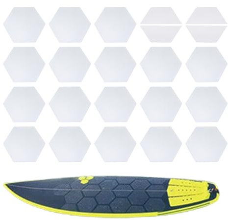 Ruwshuuk Surfboard Grip Pad, Skimboard -Traktionspads, 20 Stück PVC -Klebertraktionsbeläge, Anti -Slip -Paddleboard -Griffaufkleber, wasserdichte Schutzfilm, Bootszubehör für Longboard