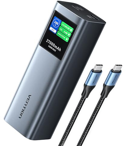 VENTION Batterie Externe 27000mAh, Power Bank 140W PD3.1 3 Ports avec Écran Numérique Intelligent, Chargeur Externe Compatible MacBook Pro/Dell/HP, iPhone 17/16/15/14, iPad Pro, Galaxy S24