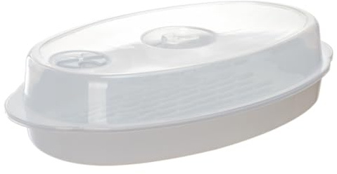 STOBAZA Plaque À Vapeur Pour Micro-Ondes Avec Couvercle Cuiseur Vapeur Micro-Ondes En Pp Trou D’Aération 12.60 X 7.60 X 2.95 in Pour Réchauffer Petits Pains Et Cuisson Maison