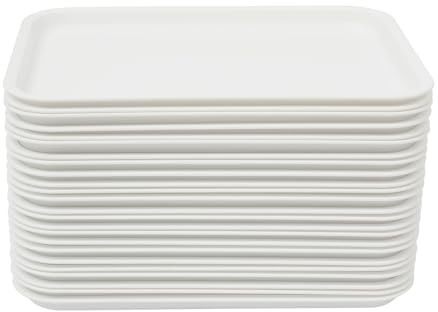 Fast Food - Vassoio in plastica, 24 pezzi, antiscivolo, rettangolare, in plastica, 36 x 27 x 2 cm, per ristoranti veloci, mense, caffetterie, (bianco)