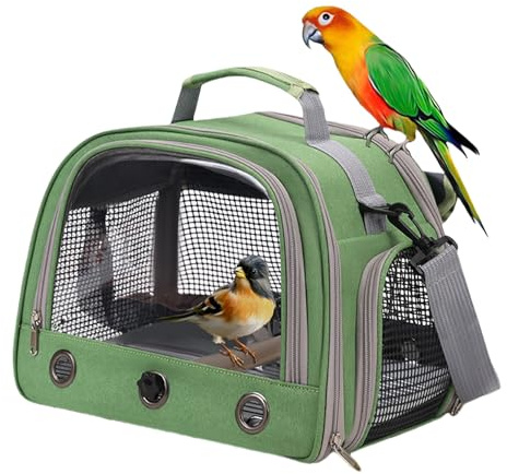 Borsa da viaggio per pappagalli, trasportino per uccelli con cerniera, zaino traspirante per animali domestici, leggero, ventilato, comodo trasportino con supporto per posatoio, per passeggiate in