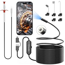 Endoskopkamera mit Licht Ferdiiz, 1920P HD Inspektionskamera, 5M Wasserdichtes IP67 Rohrkamera mit 8 LEDs, 160cm Abflussreiniger Spirale, Rohrreinigungsspirale Abflussspirale für Abwasserkanäle