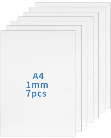 7 Stück A4 Kunststoffplatten, Polypropylen Platte Weiß, 1mm | PP Kunststoffplatte, 21 x 29,7 cm Plastikplatte, für Modellbau, Modellieren, DIY, Kunst und Bastelplatten