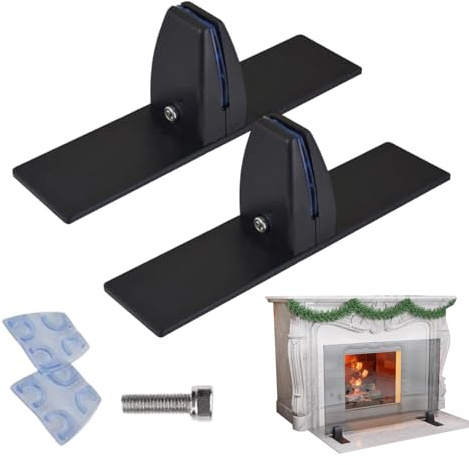 Xujuika Standfuß für Glaskamin-Bildschirm, mit verstellbaren Clips, robuste Ständer, Kaminplattenhalterung, für Winter, Innenbereich, Erntedankfest, Urlaub, Geburtstag, Party, Zuhause, Urlaub