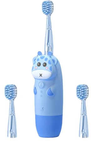 GLEAVI Cepillo Eléctrico Infantil Sónico Silicona Suave y Frecuencia Ajustable para Niños y Bebés, Kit de Cepillo Dental Seguro y Eficaz