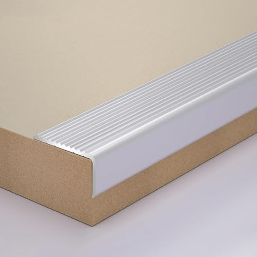 Profilo per Scale in Alluminio a Forma di L, 3 Pezzi, Profilo di Protezione angolare, Striscia di Finitura, Protezione di Sicurezza per Bordi di Scale, Impermeabile Antiscivolo, Argento || 3